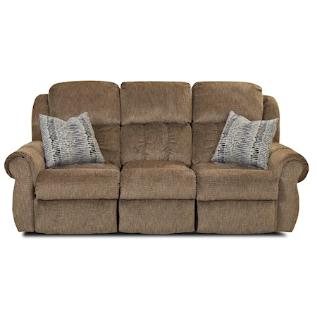 Casual Power Reclining Sofa with Table and Pillows